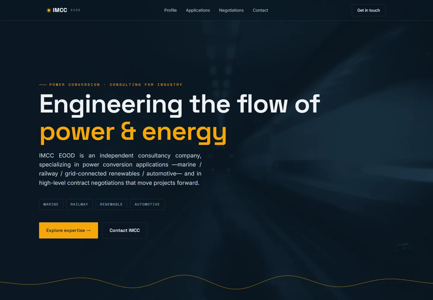 IMCC, a power and energy engineering company website built with AI